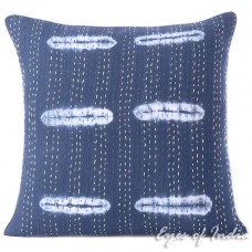 Indigo Blue Colorful Decorative Kantha Shibori Couch Pillow Cover Cushion Throw    142615030770